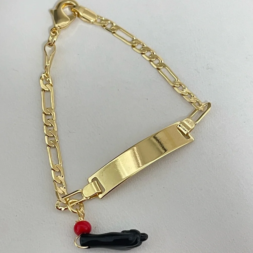 18k Gold Filled Children Figaro Azabache Bracelet